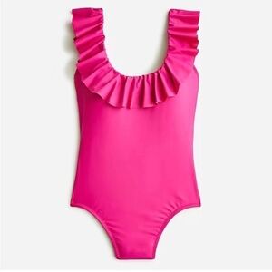 J. Crew Hot Pink Ruffle Scoopback One-Piece Swimsuit Bathing Suit Plus Size 24